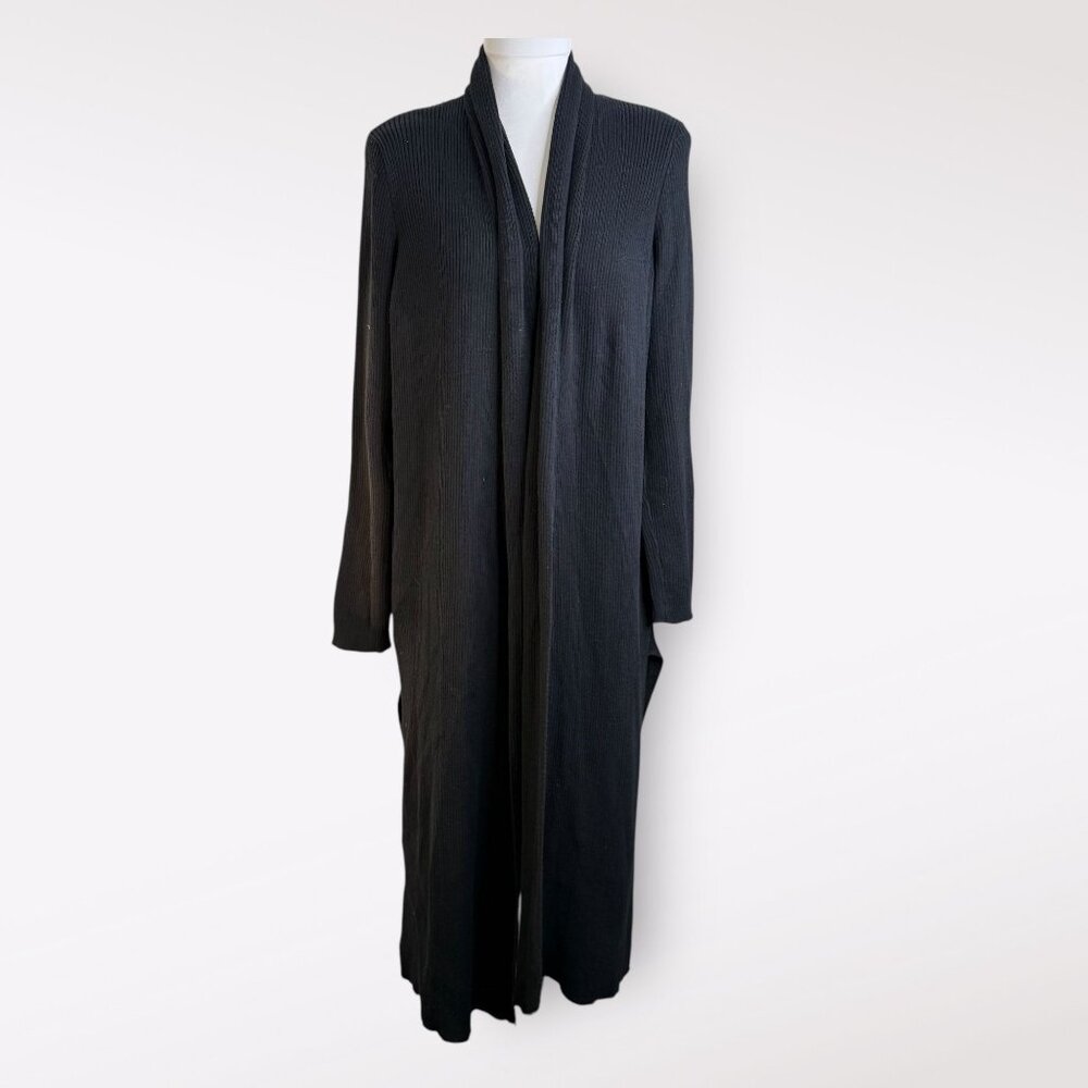 JustFab Black Long‎ Ribbed Duster Cardigan M